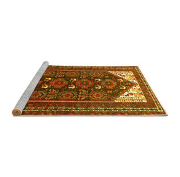 Sideview of Machine Washable Persian Yellow Traditional Rug, wshtr1748yw