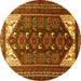 Round Persian Yellow Traditional Rug, tr1748yw