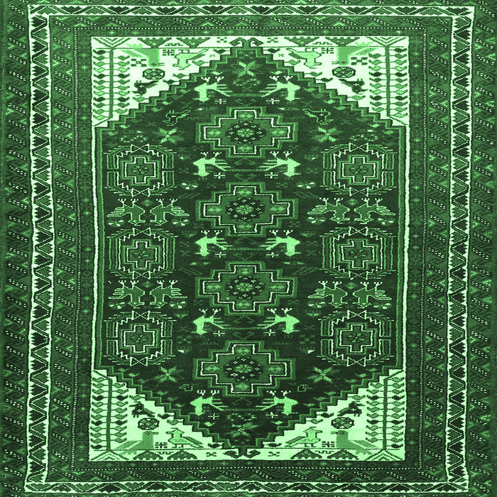 Square Machine Washable Persian Emerald Green Traditional Area Rugs, wshtr1748emgrn