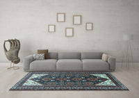 Machine Washable Persian Light Blue Traditional Rug, wshtr1748lblu