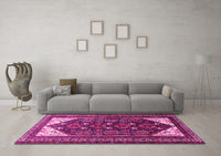 Machine Washable Persian Pink Traditional Rug, wshtr1748pnk