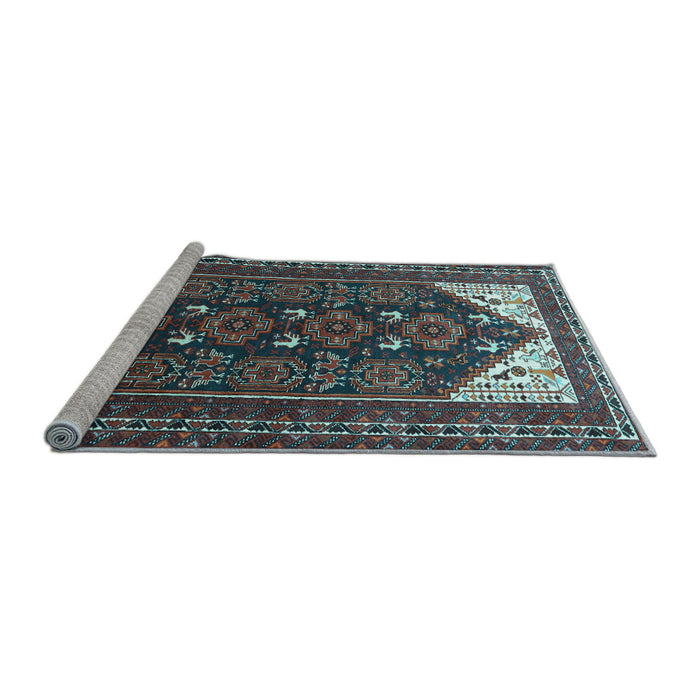 Sideview of Machine Washable Persian Light Blue Traditional Rug, wshtr1748lblu