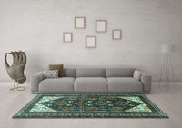 Machine Washable Persian Turquoise Traditional Rug, wshtr1748turq