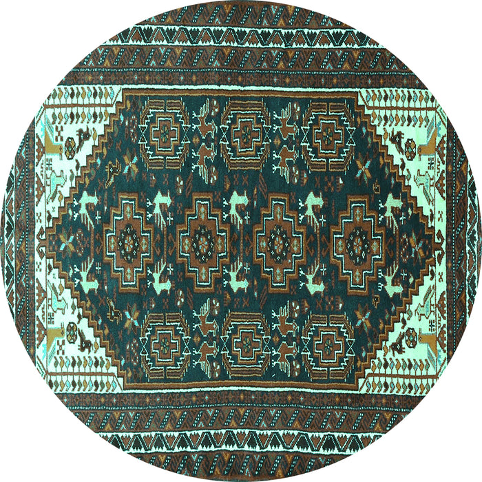 Round Persian Turquoise Traditional Rug, tr1748turq