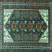 Square Machine Washable Persian Turquoise Traditional Area Rugs, wshtr1748turq