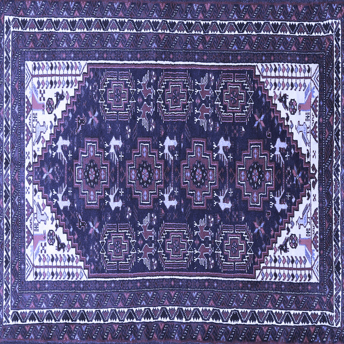 Square Machine Washable Persian Blue Traditional Rug, wshtr1748blu