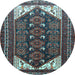 Round Persian Light Blue Traditional Rug, tr1748lblu