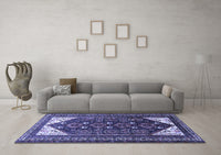 Machine Washable Persian Blue Traditional Rug, wshtr1748blu