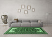 Machine Washable Persian Emerald Green Traditional Area Rugs in a Living Room,, wshtr1748emgrn