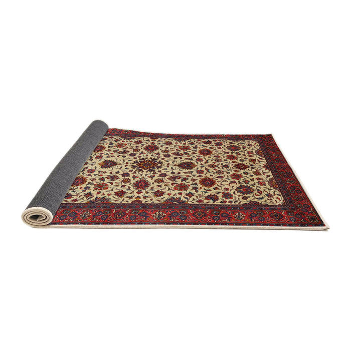 Sideview of Traditional Saffron Red Persian Rug, tr1749