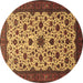 Round Persian Brown Traditional Rug, tr1749brn