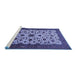 Sideview of Machine Washable Persian Blue Traditional Rug, wshtr1749blu