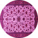 Round Machine Washable Persian Pink Traditional Rug, wshtr1749pnk