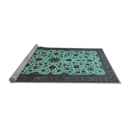 Sideview of Machine Washable Persian Light Blue Traditional Rug, wshtr1749lblu