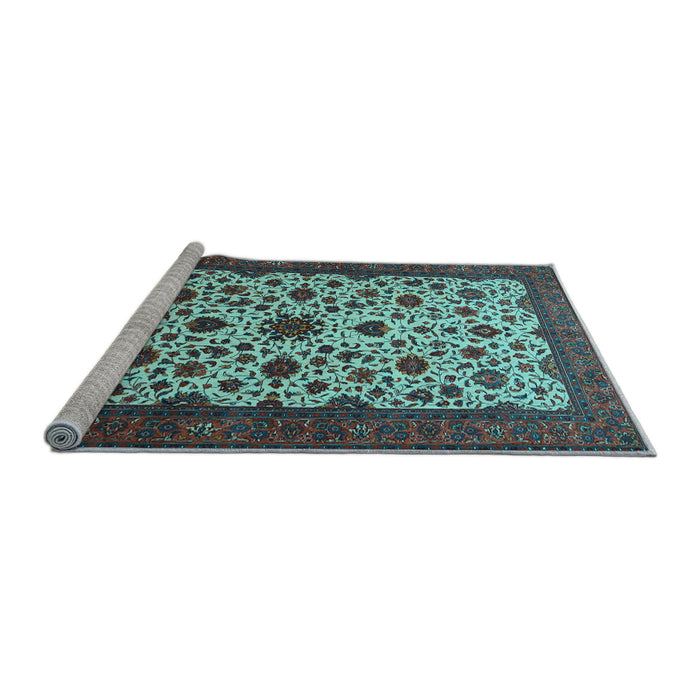 Sideview of Machine Washable Persian Light Blue Traditional Rug, wshtr1749lblu
