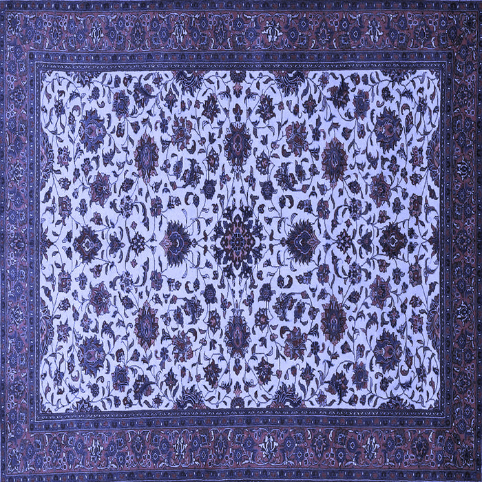 Square Machine Washable Persian Blue Traditional Rug, wshtr1749blu