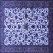 Square Machine Washable Persian Blue Traditional Rug, wshtr1749blu