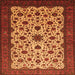 Round Machine Washable Persian Orange Traditional Area Rugs, wshtr1749org