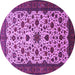 Round Machine Washable Persian Purple Traditional Area Rugs, wshtr1749pur