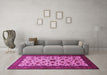 Machine Washable Persian Pink Traditional Rug in a Living Room, wshtr1749pnk