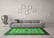 Machine Washable Persian Emerald Green Traditional Area Rugs in a Living Room,, wshtr1749emgrn