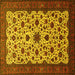 Square Machine Washable Persian Yellow Traditional Rug, wshtr1749yw