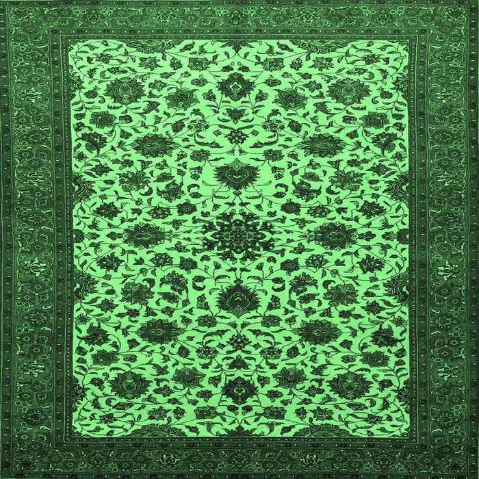 Square Persian Emerald Green Traditional Rug, tr1749emgrn