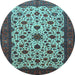 Round Persian Light Blue Traditional Rug, tr1749lblu