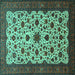 Square Machine Washable Persian Turquoise Traditional Area Rugs, wshtr1749turq