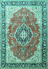 Medallion Turquoise Traditional Rug, tr174turq