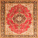 Serging Thickness of Medallion Orange Traditional Rug, tr174org