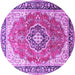 Round Medallion Purple Traditional Rug, tr174pur