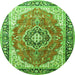 Machine Washable Medallion Green Traditional Area Rugs, wshtr174grn