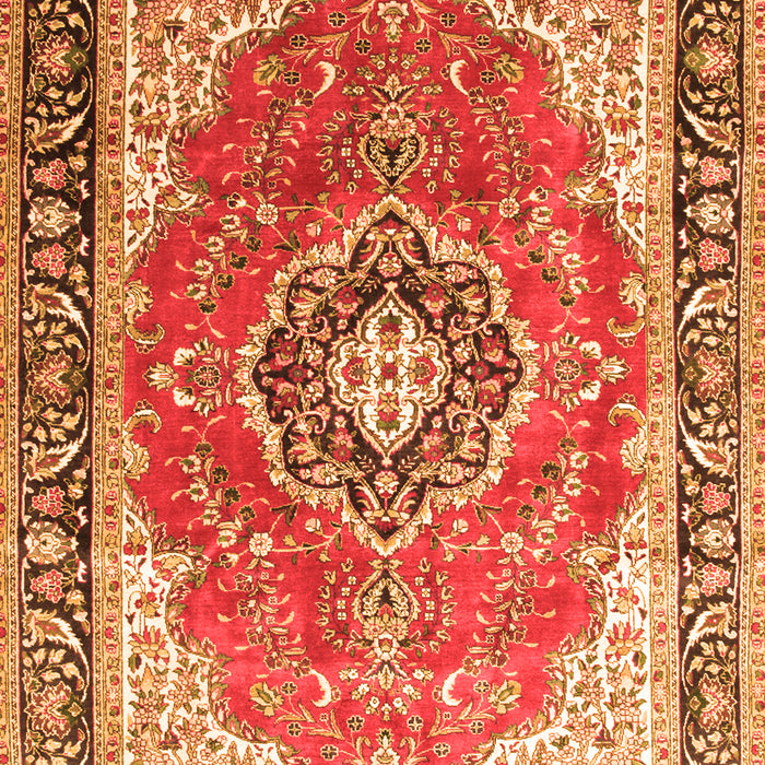 Serging Thickness of Machine Washable Medallion Orange Traditional Area Rugs, wshtr174org