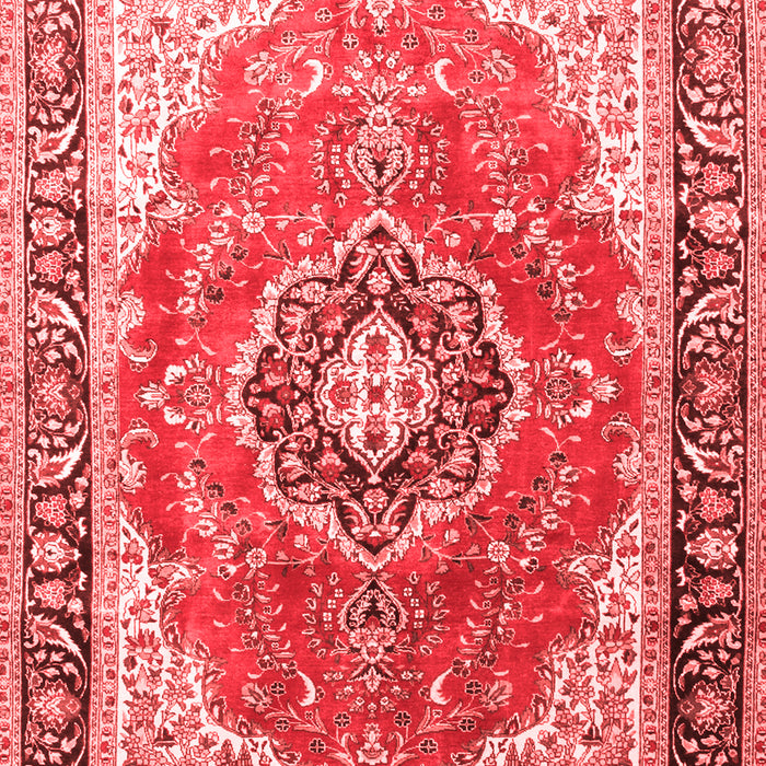 Machine Washable Medallion Red Traditional Rug, wshtr174red
