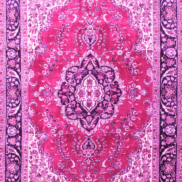 Machine Washable Medallion Pink Traditional Rug, wshtr174pnk