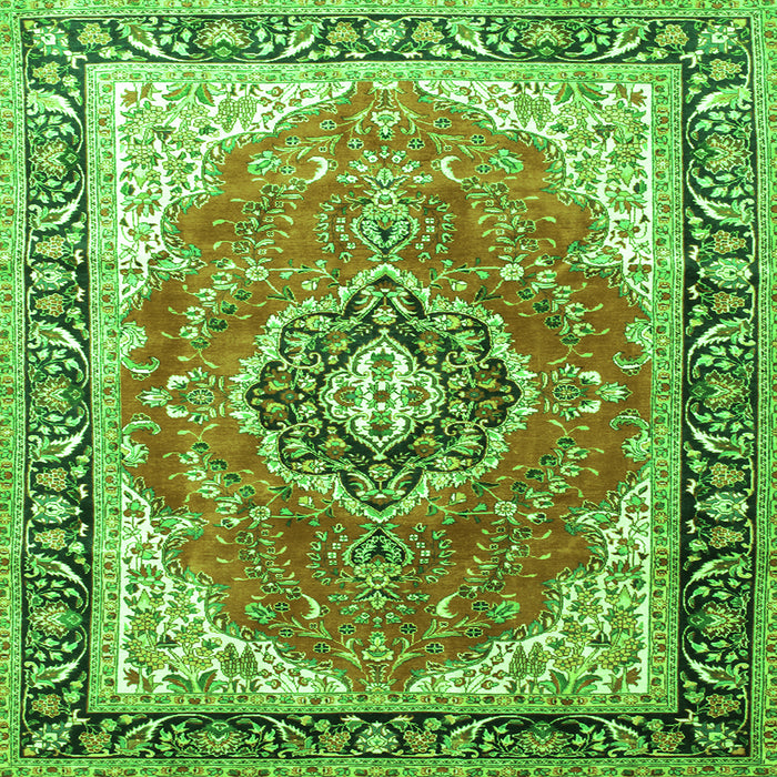 Serging Thickness of Medallion Green Traditional Rug, tr174grn