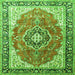 Serging Thickness of Medallion Green Traditional Rug, tr174grn