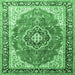 Square Medallion Emerald Green Traditional Rug, tr174emgrn