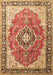 Machine Washable Medallion Brown Traditional Rug, wshtr174brn