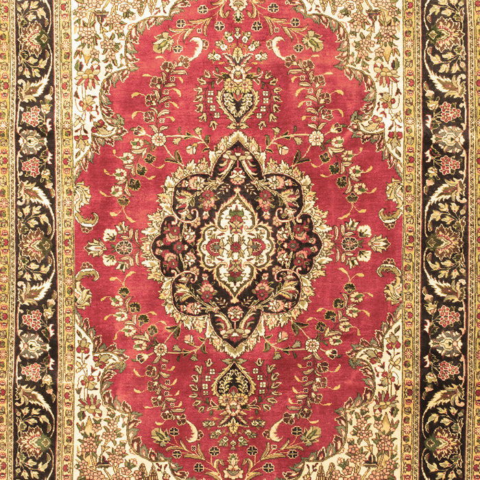 Machine Washable Medallion Brown Traditional Rug, wshtr174brn