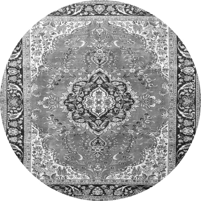 Machine Washable Medallion Gray Traditional Rug, wshtr174gry