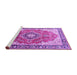 Sideview of Machine Washable Medallion Purple Traditional Area Rugs, wshtr174pur