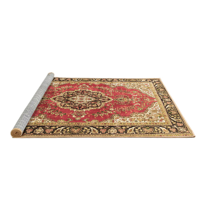 Sideview of Machine Washable Medallion Brown Traditional Rug, wshtr174brn