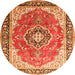 Square Medallion Orange Traditional Rug, tr174org