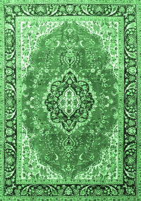 Medallion Emerald Green Traditional Rug, tr174emgrn