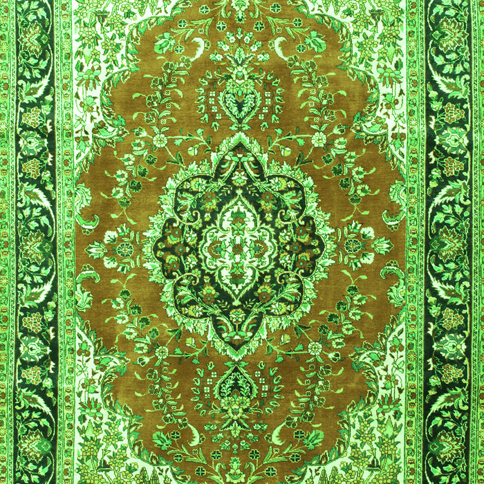 Serging Thickness of Machine Washable Medallion Green Traditional Area Rugs, wshtr174grn