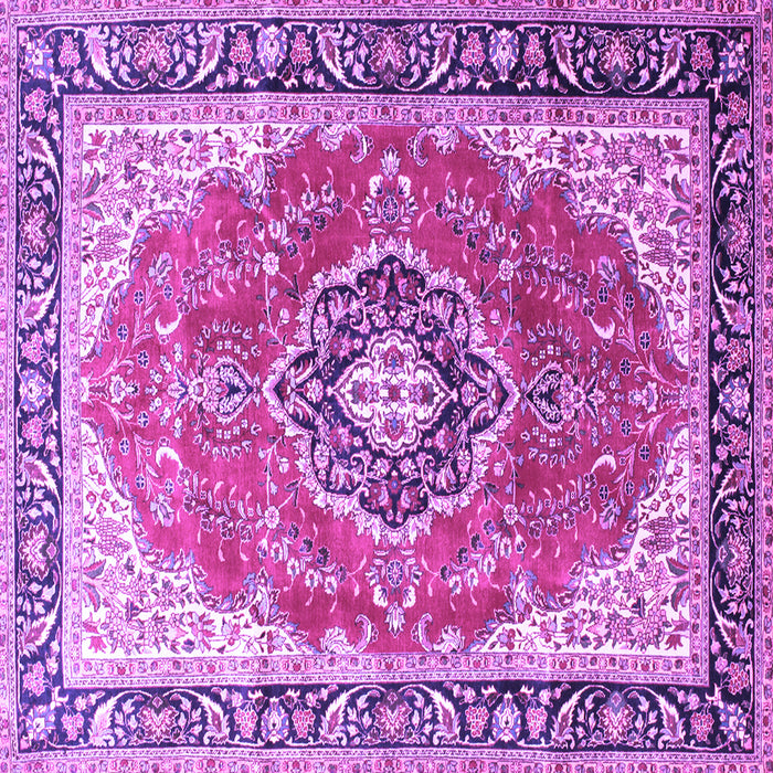 Square Machine Washable Medallion Purple Traditional Area Rugs, wshtr174pur