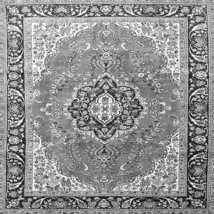 Round Machine Washable Medallion Gray Traditional Rug, wshtr174gry