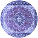 Round Medallion Blue Traditional Rug, tr174blu